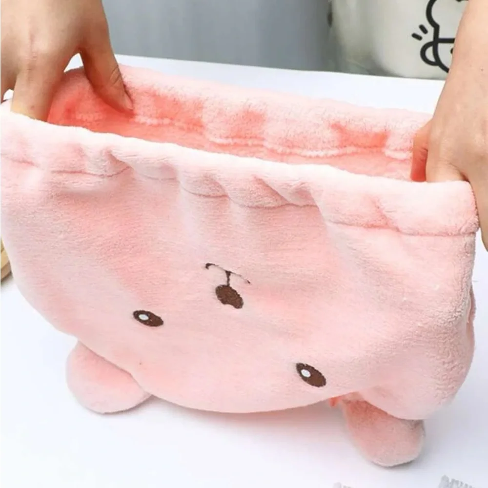 Hair towel drying womens Bear pink cartoon cute Kawaii hat towel NWT